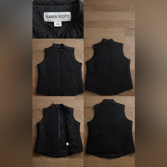 Karen Scott Black Quilted Vest - Picture 5 of 6